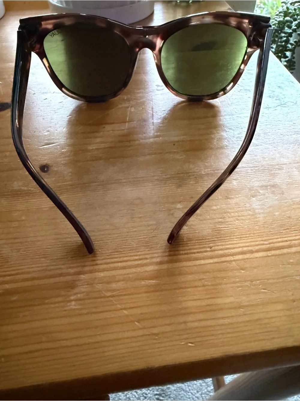 Quay Australia Tortoiseshell Sunglasses with Blue-Tinted Lenses